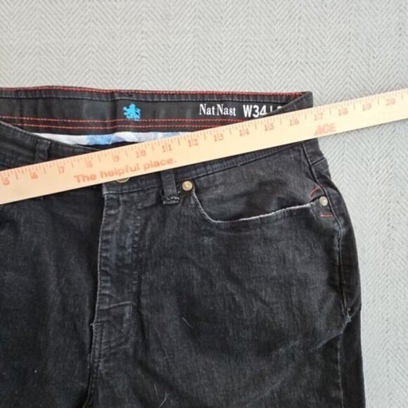 Nat Nast Jeans Men's 34x30 Black Straight Baggy Loose Skater Goth Grunge Emo Y2K - Picture 3 of 16